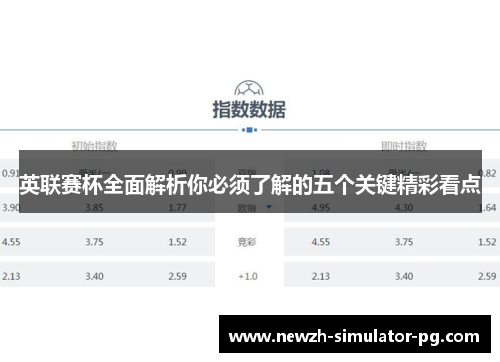 英联赛杯全面解析你必须了解的五个关键精彩看点